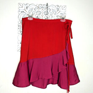 SUMMERSALT Women's XL Wrap SKIRT Swimsuit Sarong Asymmetrical Hem RED HOT PINK